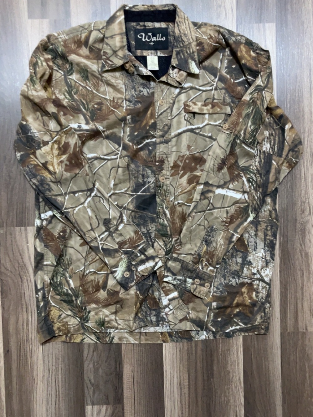 Vintage WALLS Long Sleeve Camouflage Hunting Button Up Shirt Mens Large Tall